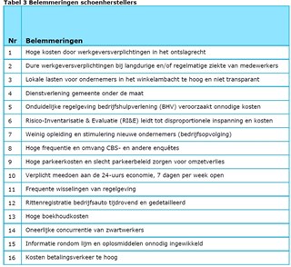 Regeldruk belemmeringen schoenmakers