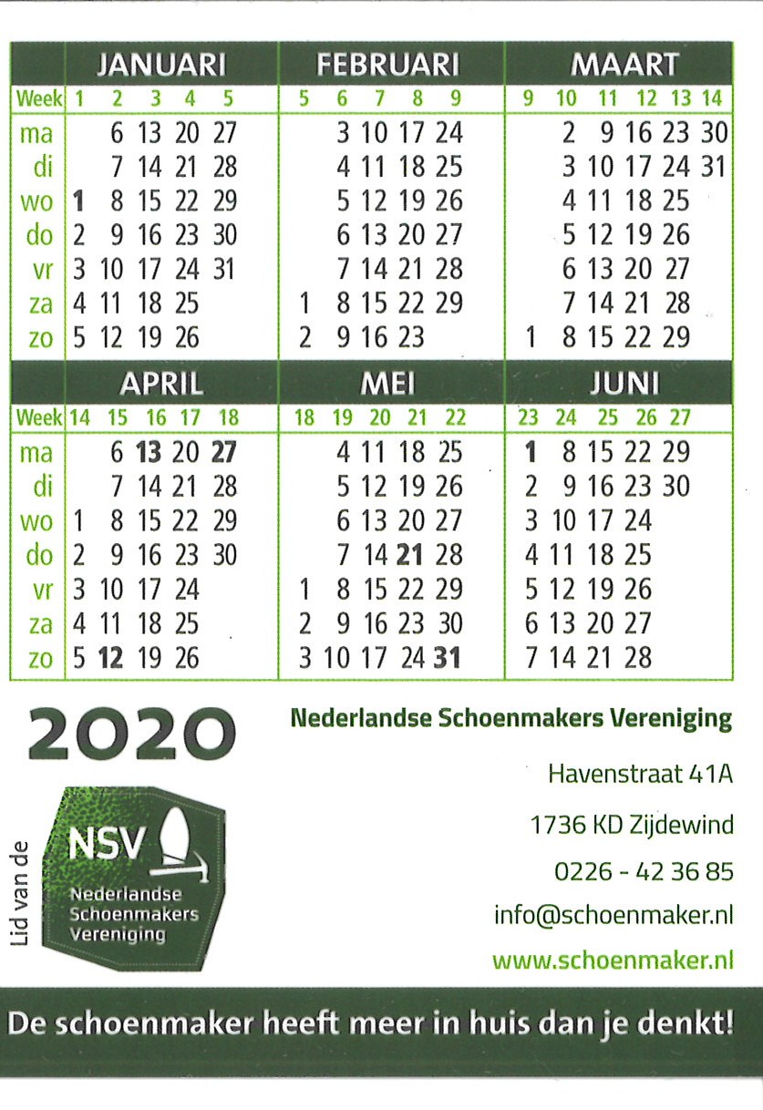 Kalenderkaartjes actie 2021