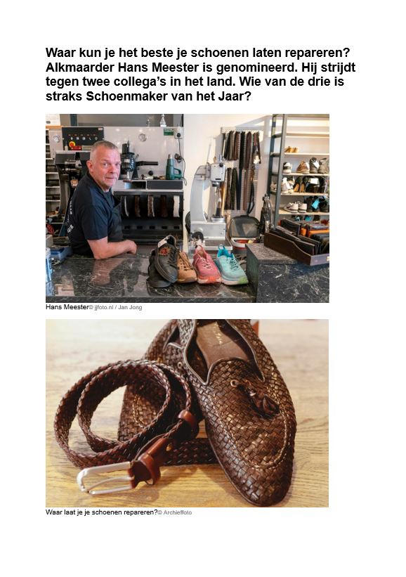 Meester Schoenmakerij Alkmaar in het NHD