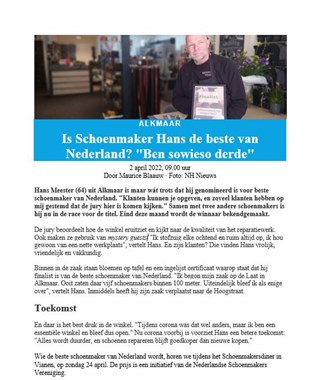 Is Schoenmaker Hans de beste van Nederland