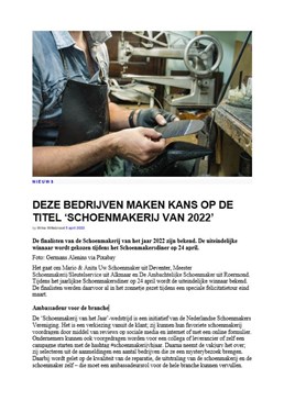 Deze bedrijven maken kans op de titel &#39;Schoenmakerij van 2022&#39;