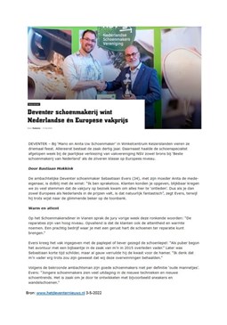 Deventer schoenmakerij wint Nederlandse en Europese vakprijs