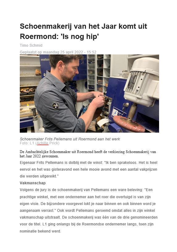 Schoenmakerij van het Jaar komt uit Roermond: "Is nog hip"