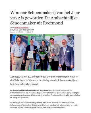 Winnaar Schoenmakerij van het Jaar 2022 is geworden De Ambactelijke Schoenmaker uit Roermond 1