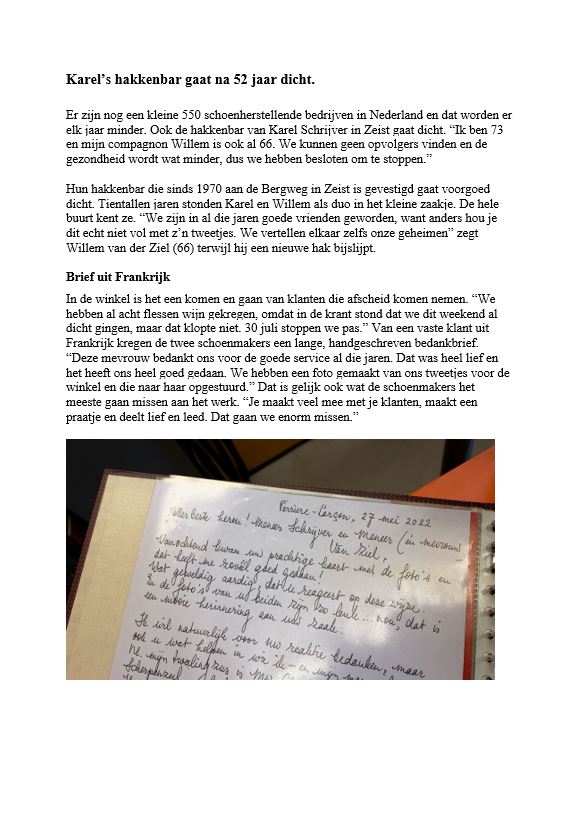 Karel's hakkenbar gaat na 52 jaar dicht