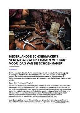 230214 Schoenvisie_ Nederlandse Schoenmakers Vereniging werkt samen met Cast voor Dag van de Schoenmaker 1