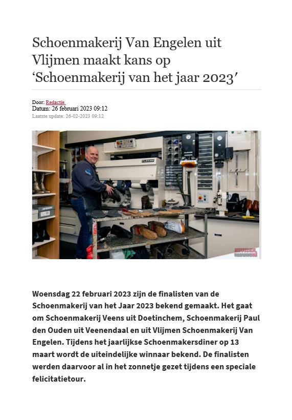 Schoenmakerij van Engelen in Heusden nieuws.nl
