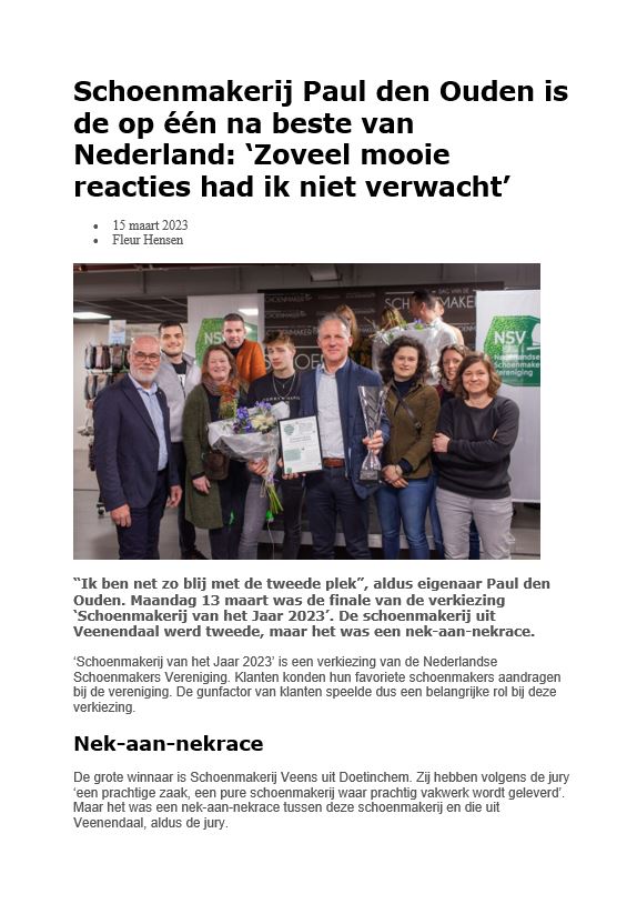 Schoenmakerij Paul den Ouden op indebuurt.nl