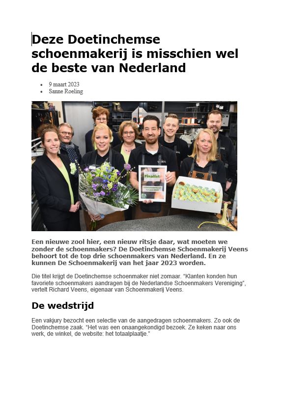 Schoenmakerij Veens op indebuurt.nl