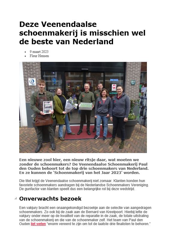 Schoenmakerij Paul den Ouden op indebuurt.nl