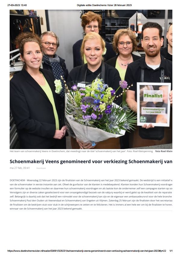 Schoenmakerij Veens in de Doetinchems Vizier