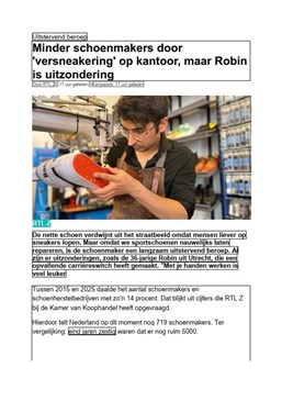 Minder schoenmakers door &#39;versneakering&#39;op kantoor 1