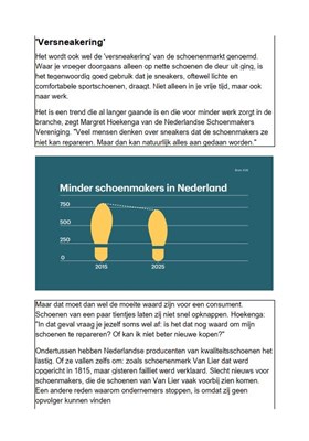 Minder schoenmakers door 'versneakering'op kantoor 2