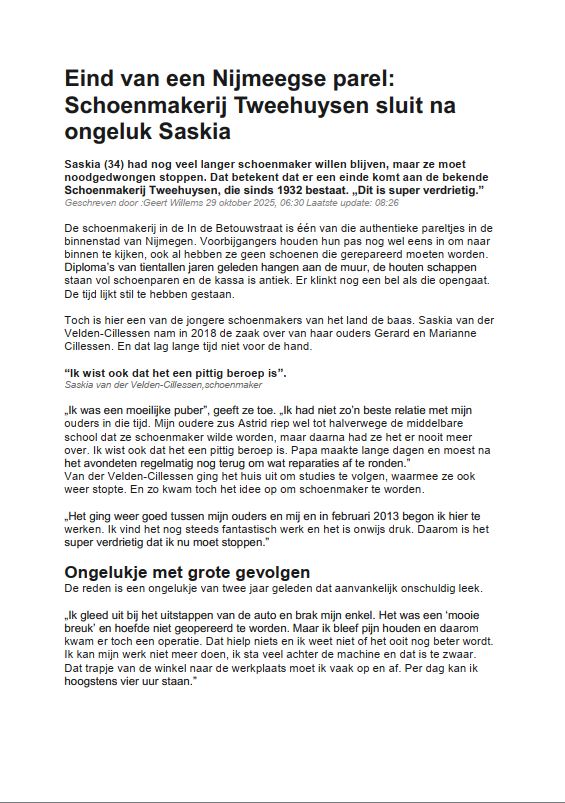 Saskia Cillessen in de Gelderlander