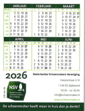 Kalenderkaartje 2026 voorkant