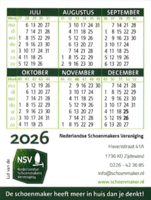 kalenderkaartje 2026 achterkant