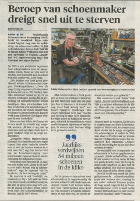 Artikel Eddie Welkamp in oa het NHD en Telegraaf