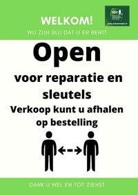 Welkom open voor reparatie en sleutels